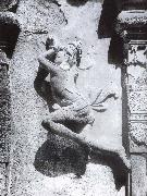 Durga and the demon.  Mahisasaramardini-cave Mahabalipuram unknow artist